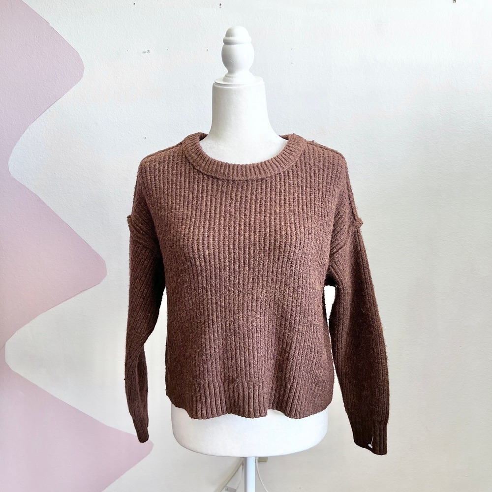 American Eagle Sweater‎ Wool Blend Y2K 2000s Chunky Preppy Brown Medium